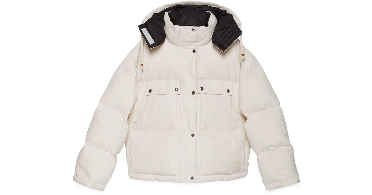 Gucci gg Cotton Canvas Puffer Jacket in White (Natural) | Lyst Canada