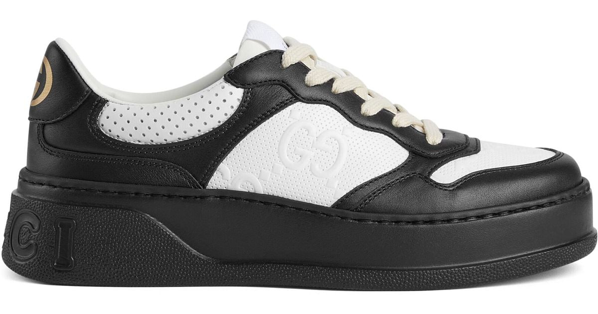 Gucci Leather GG Embossed Sneaker in Black Lyst