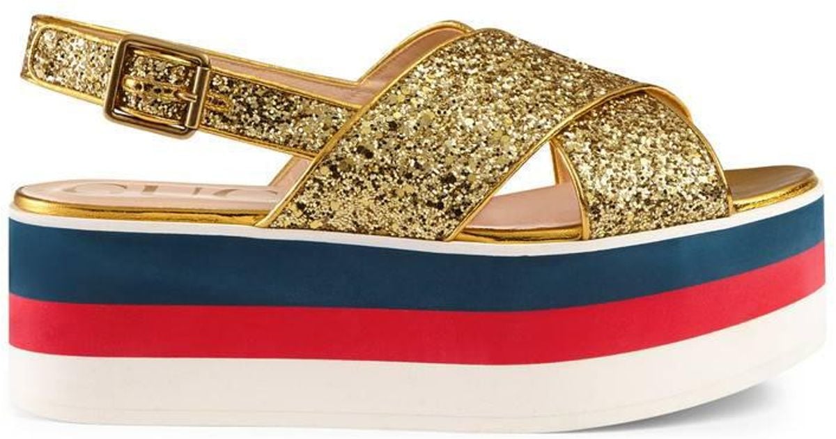 gucci glitter platform sandals