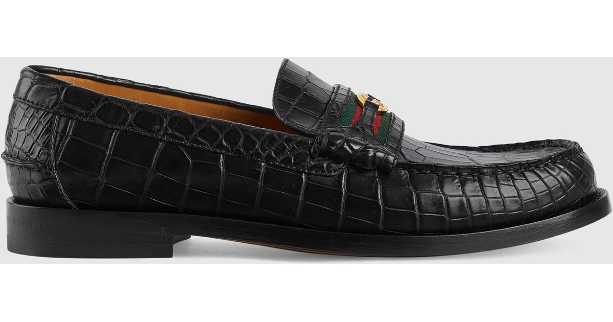Gucci Crocodile Loafer in Black for Men Lyst