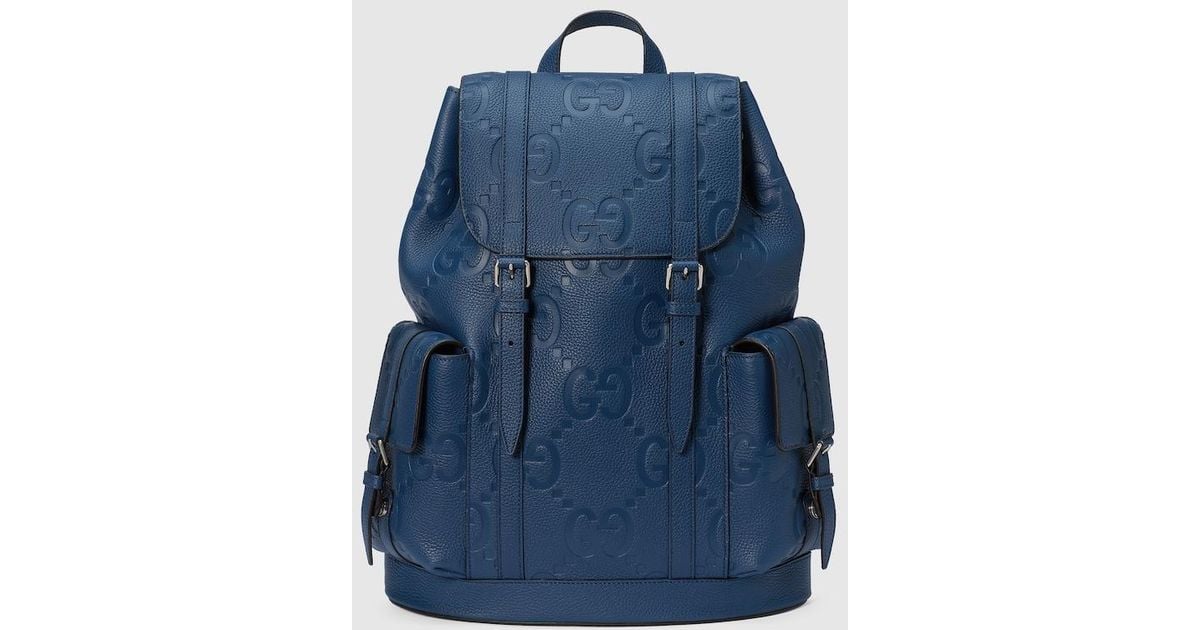 Gucci Jumbo Gg Backpack, , Gg Leather in Blue for Men | Lyst