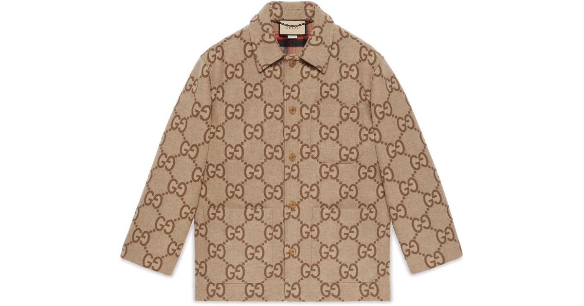Gucci Canvas Jumbo GG Jacket in Beige (Natural) for Men | Lyst UK