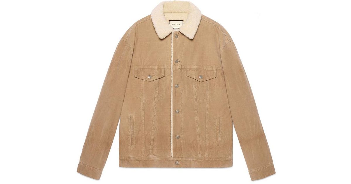 gucci corduroy jacket with buttons embroidery