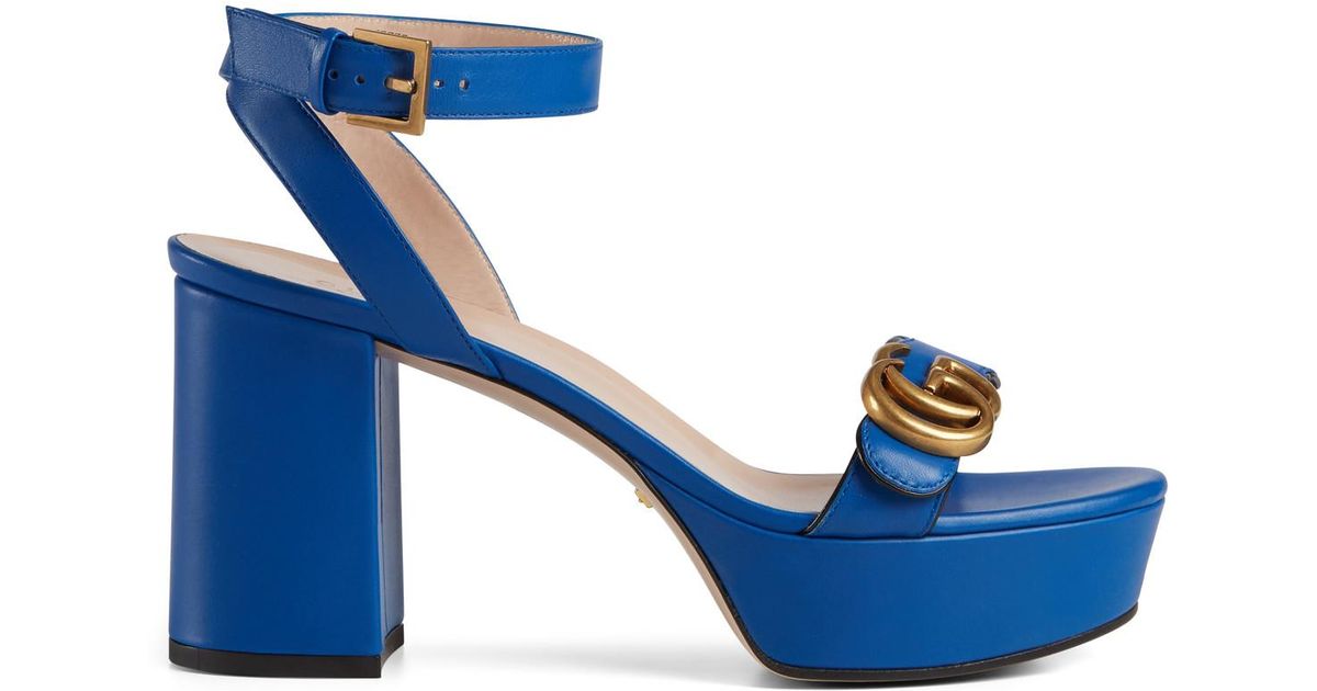 bright blue strappy heels