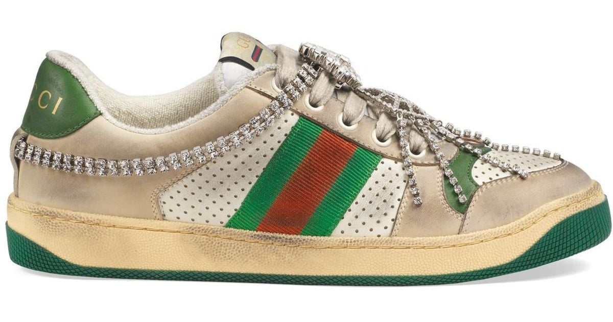 gucci screener sneaker with crystals