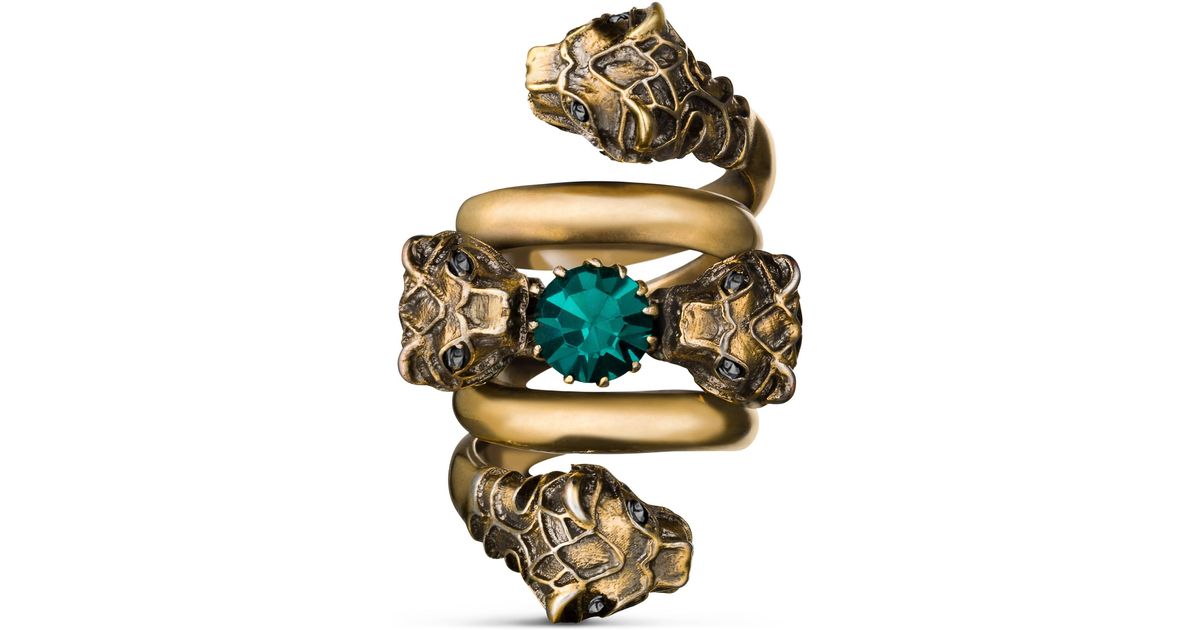 Anello testa di tigre a doppia fascia di Gucci in Metallizzato | Lyst