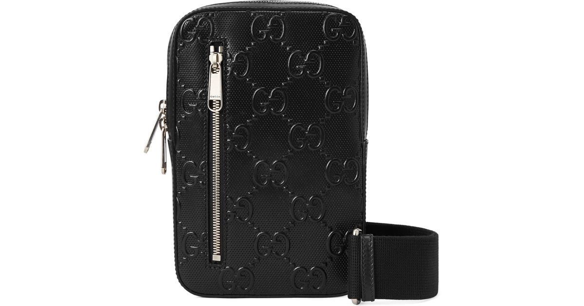 Gucci Leather GG Embossed Sling Backpack in Black for Men Lyst Canada