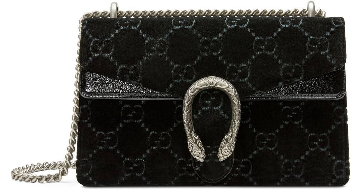 Gucci Dionysus GG Velvet Small Shoulder Bag in Black