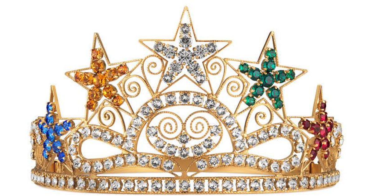 Gucci Crystal Stars Crown In Metal in 
