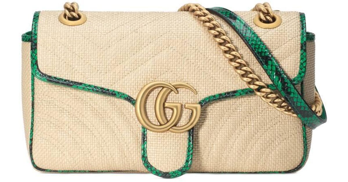 gg marmont raffia small shoulder bag