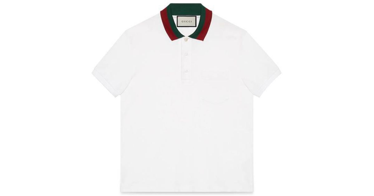 gucci cotton polo with web collar