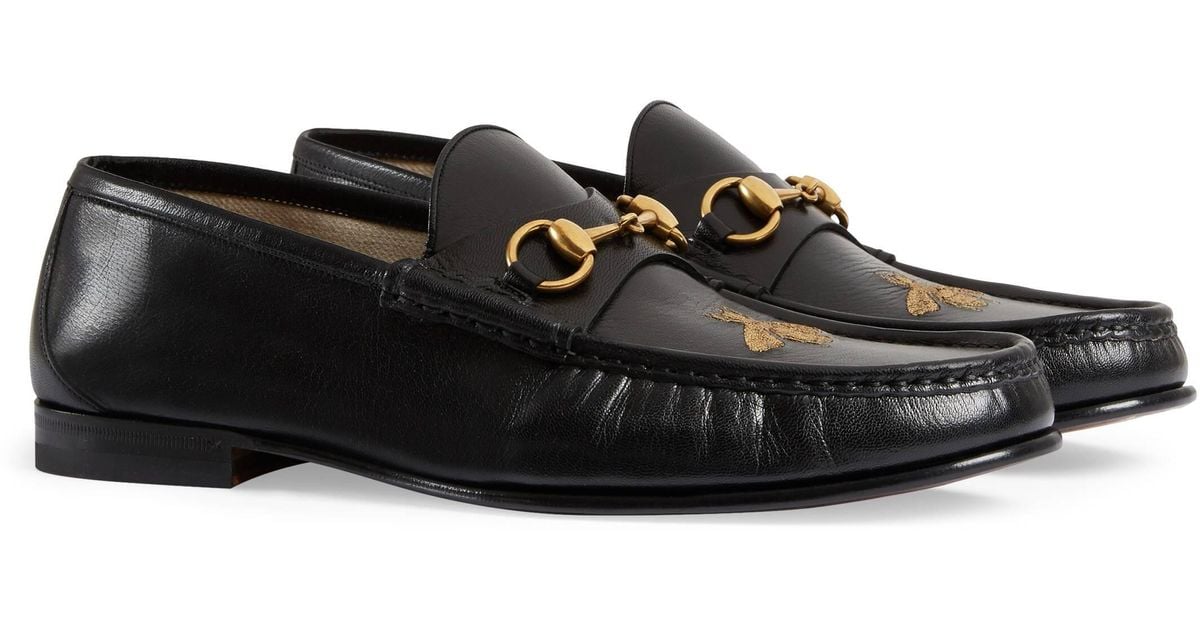 Gucci Leather Loafer With Bee in Black 