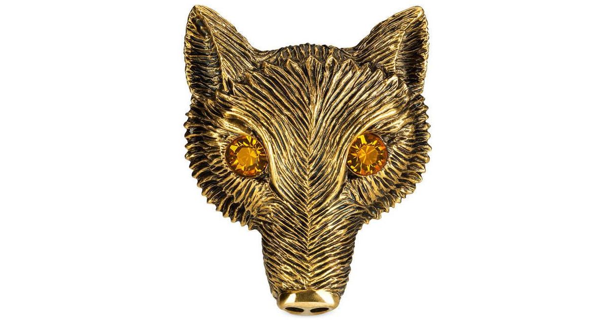 Gucci Fox Head Ring With Crystals in 