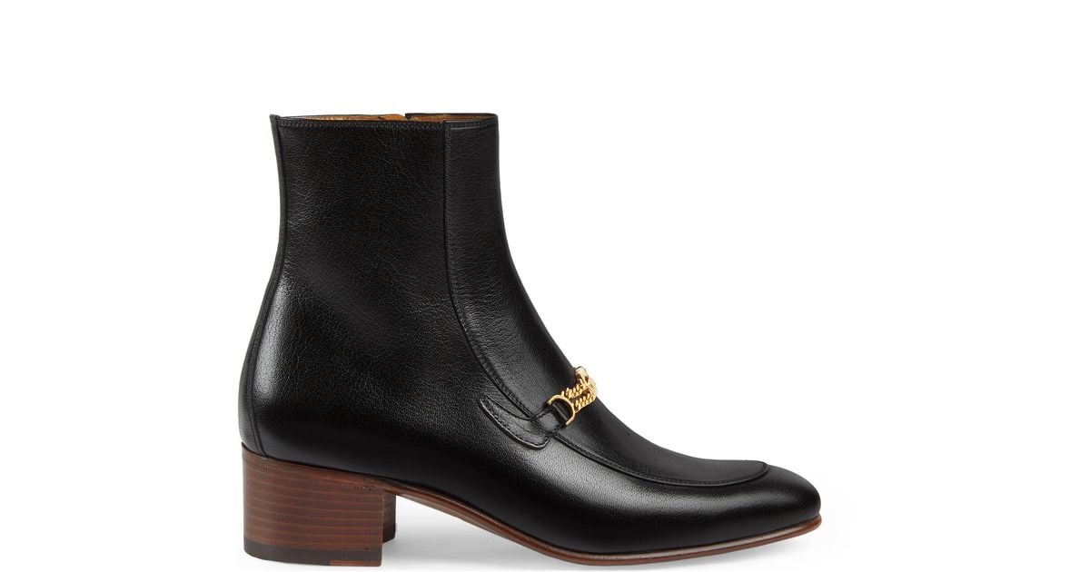 Gucci Ankle Boot With Interlocking G Chain in Black Lyst UK