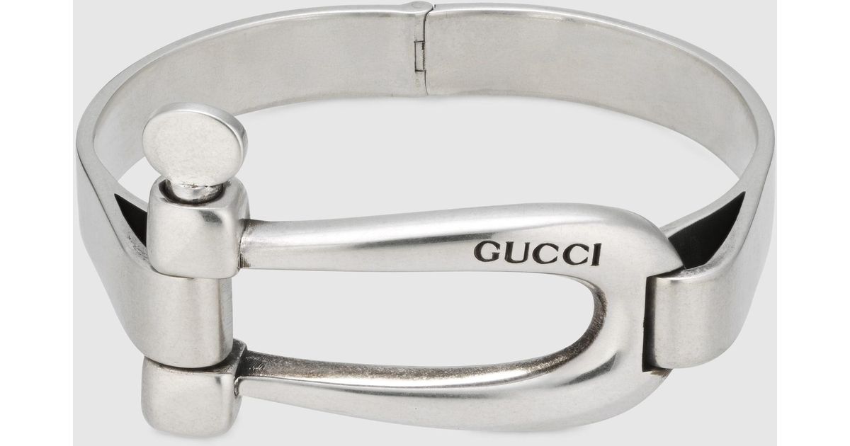 Gucci Cuff Bracelet With Stirrup Detail in Metallic Lyst