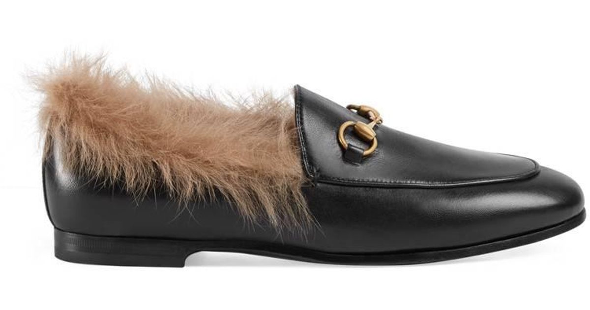 gucci jordaan fur loafer