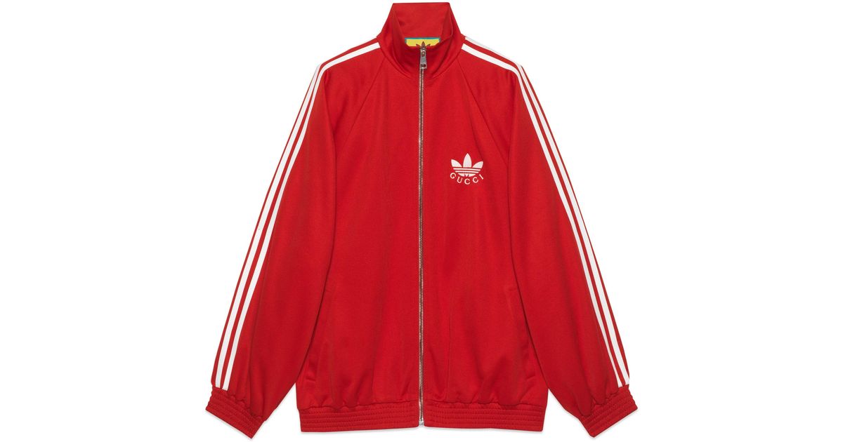 Gucci Adidas X Cotton Jersey Zip Jacket in Red Lyst