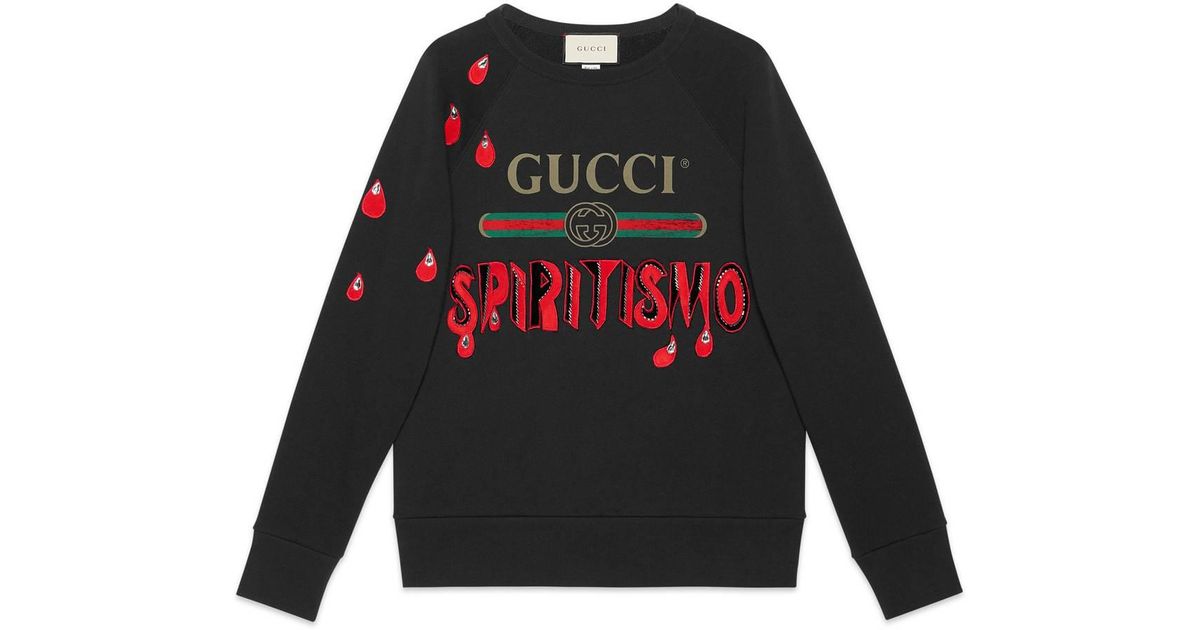 Gucci Spiritismo Logo Cotton Sweatshirt in Black for Men - Lyst