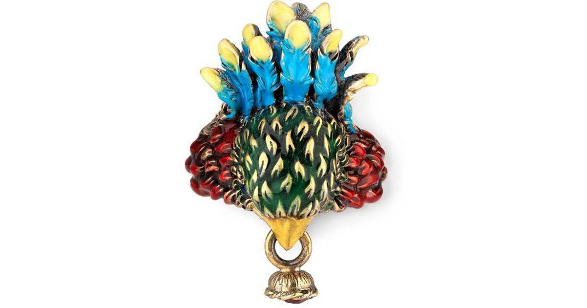Gucci Varnished Bird Ring With Crystal 