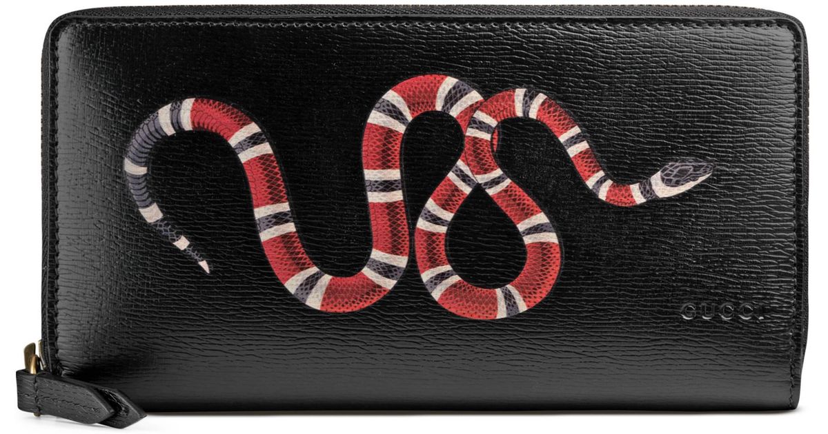 Gucci Snake-Print Striped Leather Wallet - Bergdorf Goodman