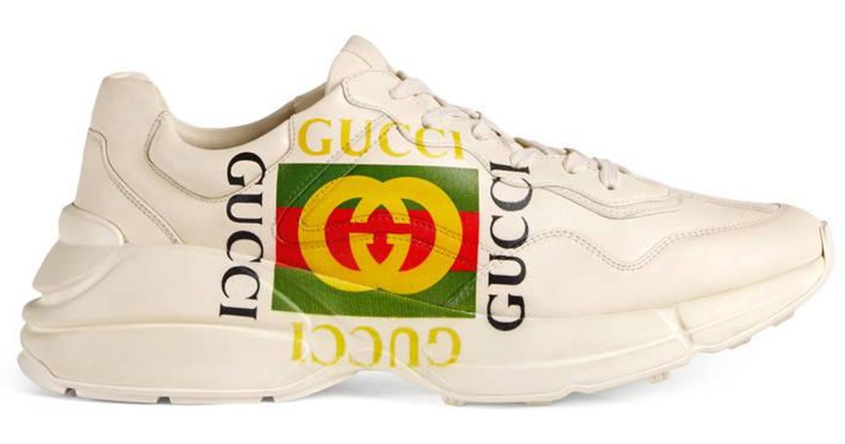 Gucci Rhyton Logo-print Low-top Leather Trainers for Men - Save 33% - Lyst