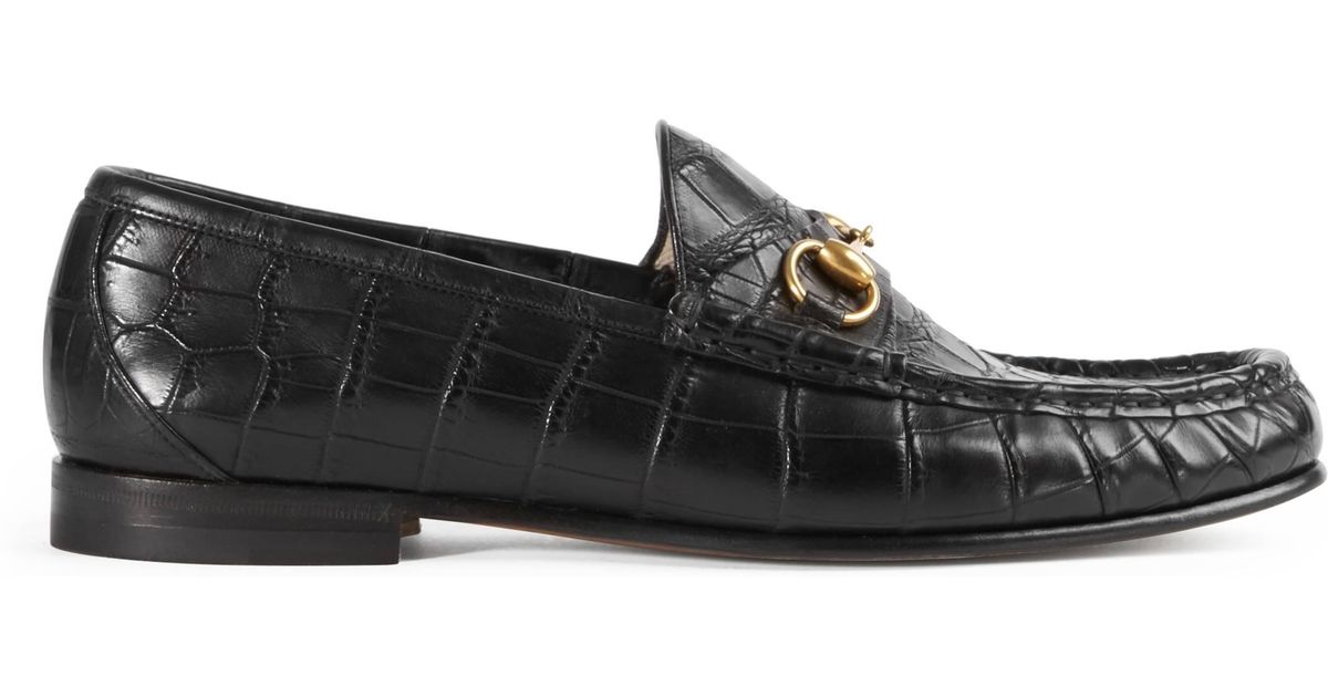 Mocasín 1953 Horsebit de cocodrilo Gucci de hombre de color Negro | Lyst