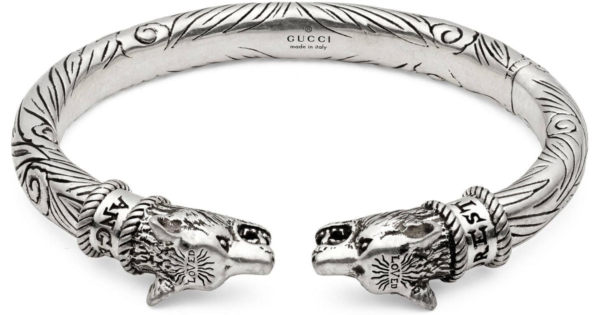 Gucci Anger Forest Wolf Head Bracelet in Metallic for Men | Lyst