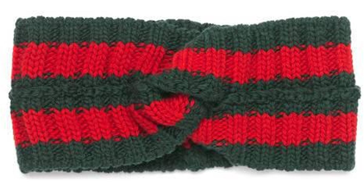 ヘアアクセサリー Green Web Wool Headband Interlocking G gucci-green-web-wool-headband-