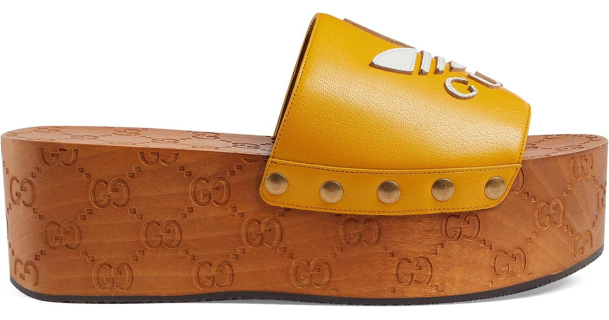 Gucci Leather Adidas X gg Clog in Yellow Lyst Canada