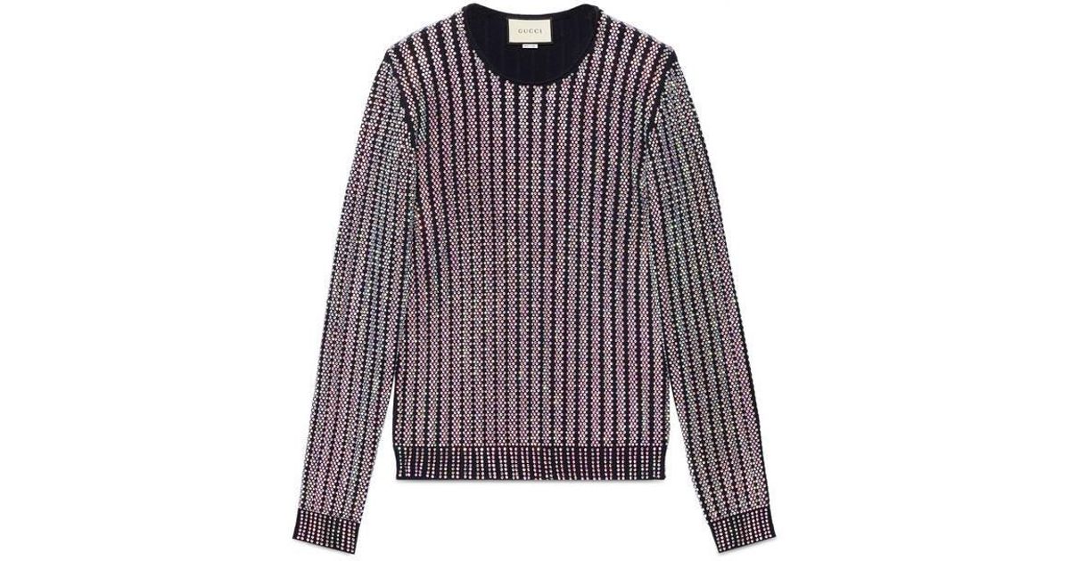 Gucci crystal embroidered ribbed best sale sweater