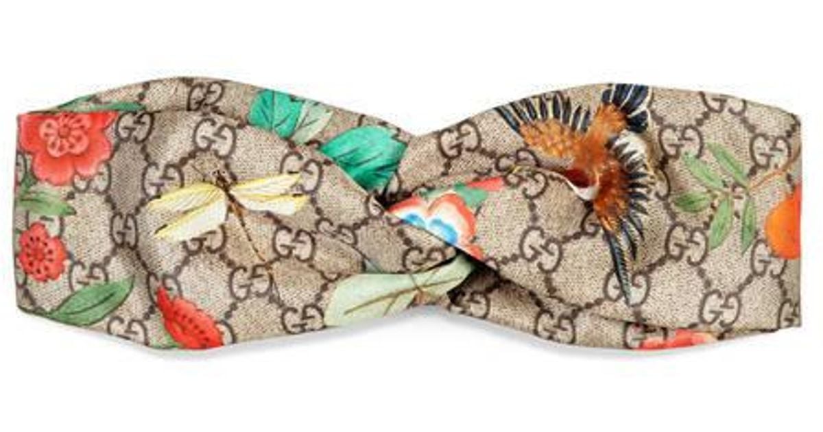 Gucci Tian Silk Headband in Beige 
