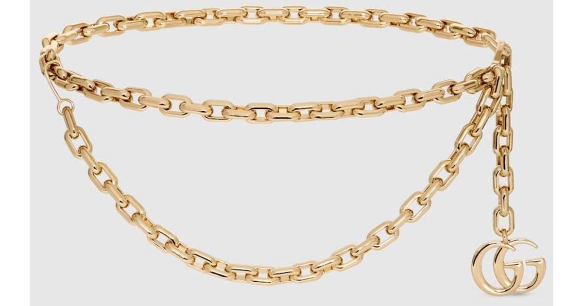 Gucci Double Chain Belt With Charm, Metal in Metallic | Lyst display picture 1