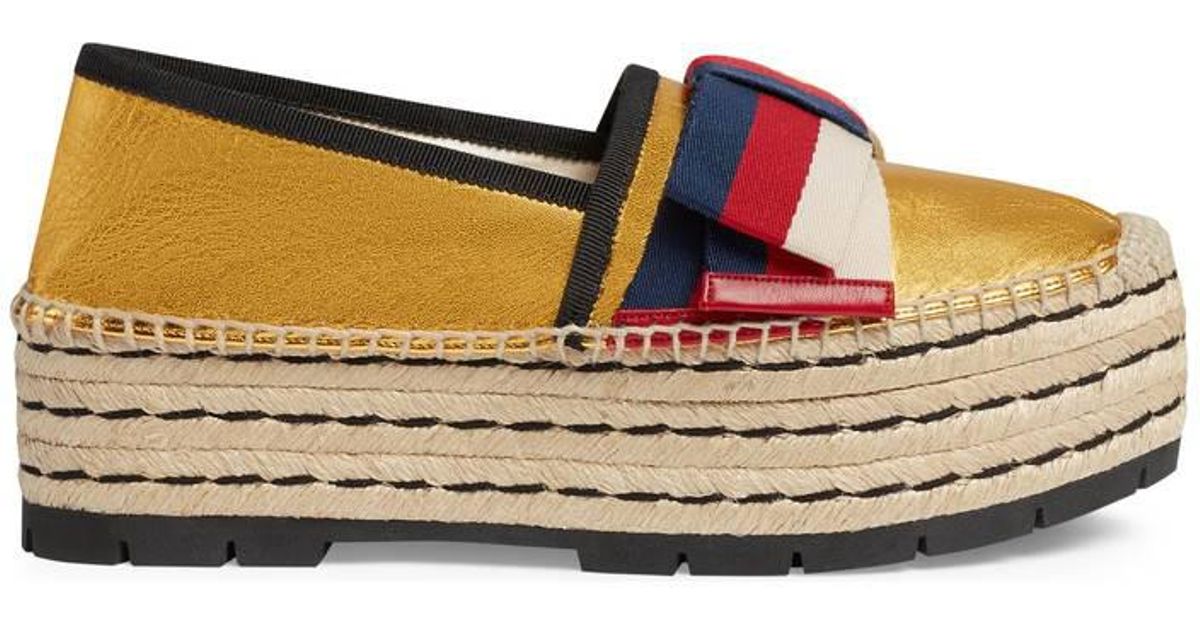 Gucci Leather Espadrille With Sylvie 