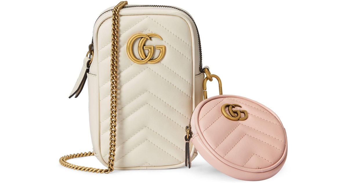 Gucci GG Marmont Mini Bag And Coin Purse in White Lyst