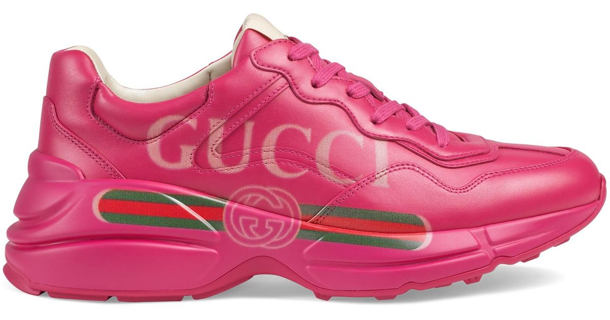 pink gucci rhyton sneakers