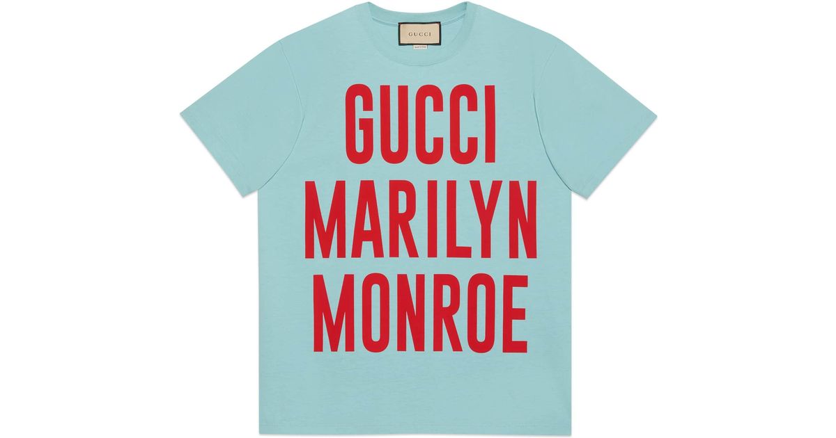 Gucci ' Marilyn Monroe' Print T-shirt in Blue | Lyst