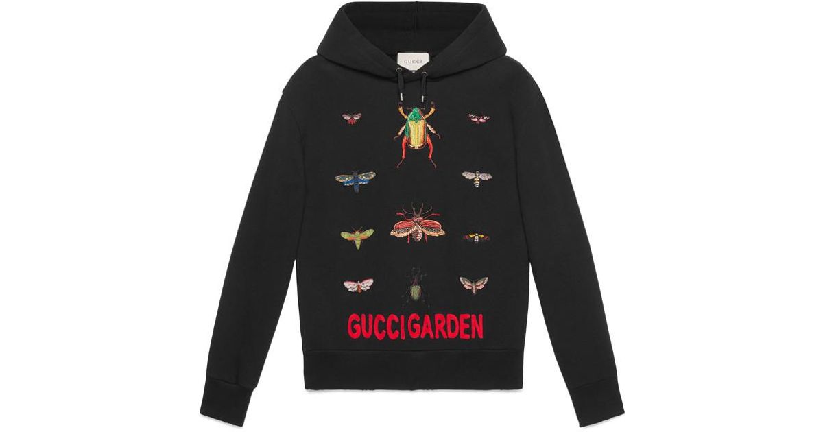 Gucci Cotton Sweatshirt With Insects Embroidery in Black for Men - Lyst