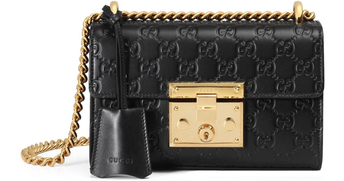 Gucci Padlock Signature Leather Shoulder Bag in Black Lyst UK