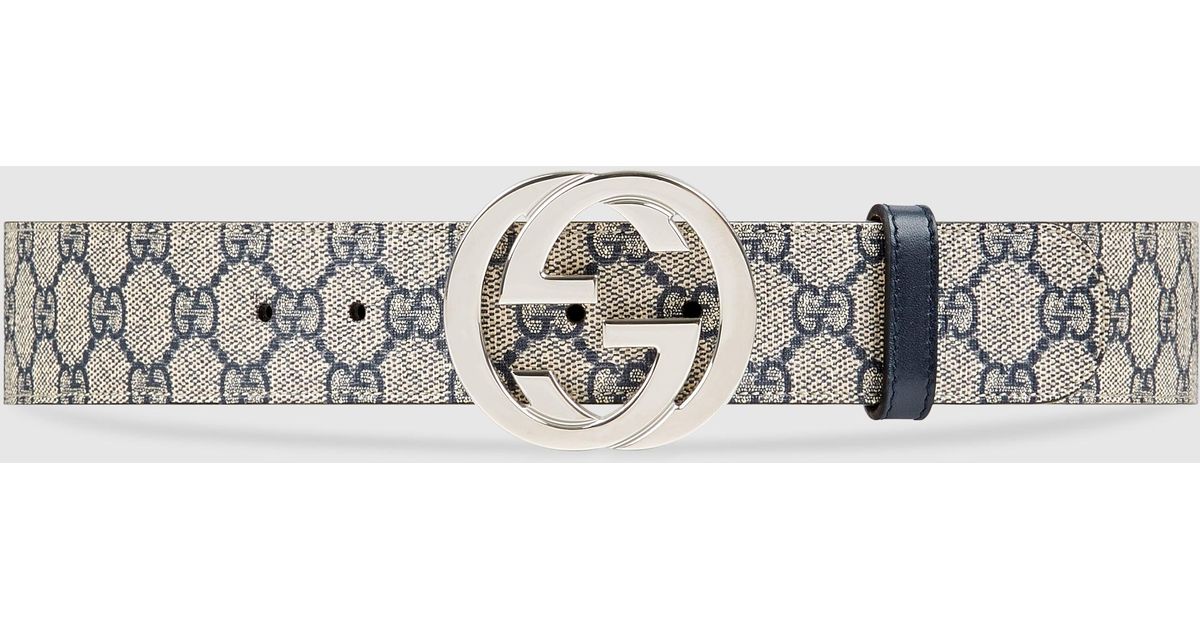 Gucci Heart Shaped Interlocking G Buckle Belt GG Supreme 1.5 Width