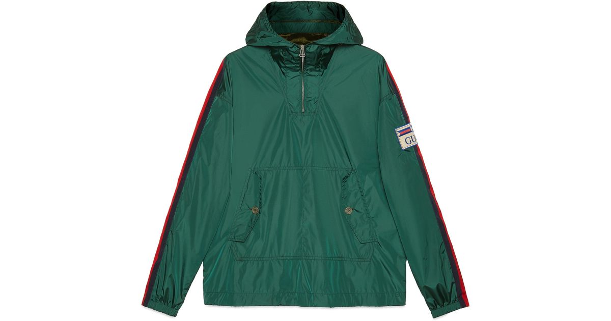 Gucci Synthetic Parachute Nylon Hooded Jacket in Green for Men | Lyst UK