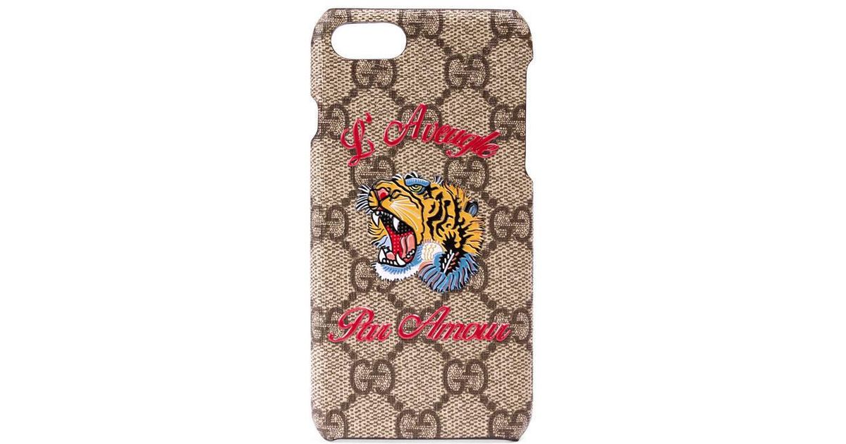 Gucci Canvas Iphone 7 Case With Tiger 