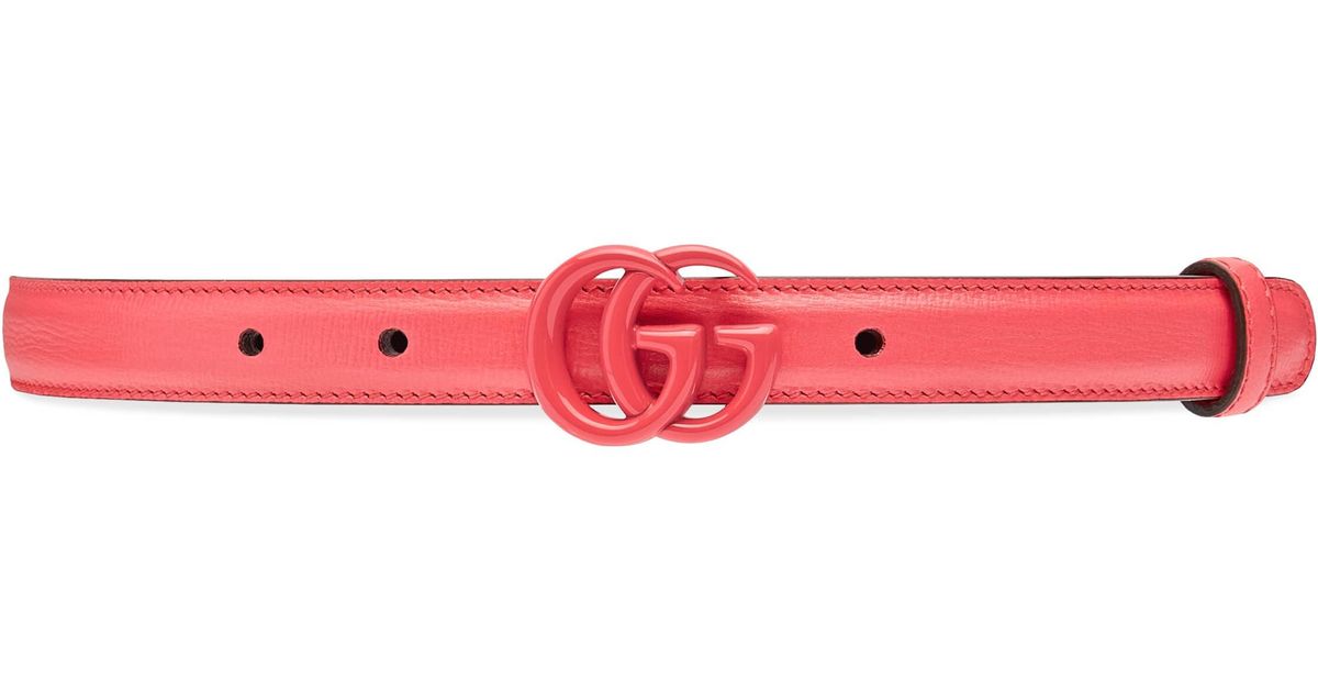 Gucci Leather GG Marmont Thin Belt in Pink | Lyst