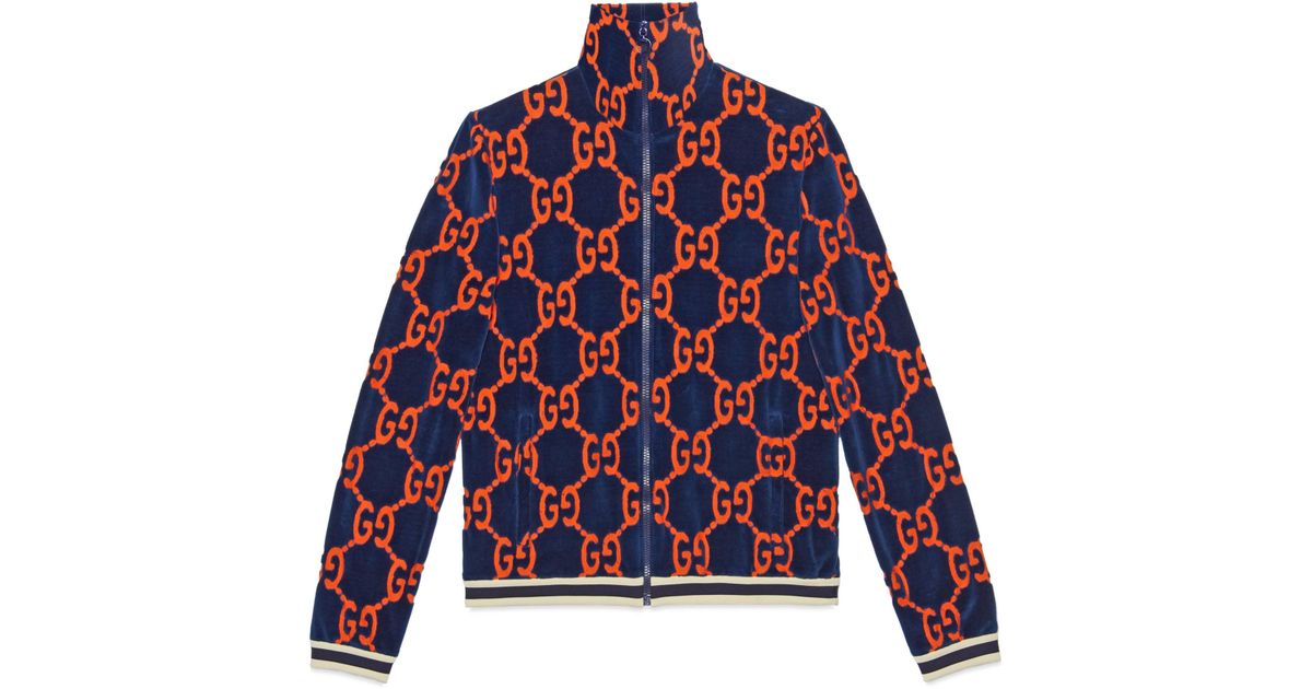 Veste en chenille GG Gucci pour homme en coloris Bleu Lyst