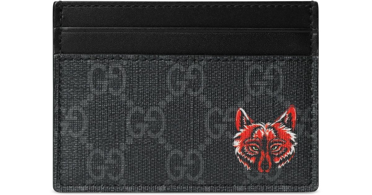 Portacarte GG con Testa di lupoGucci in Pelle da Uomo colore Nero | Lyst