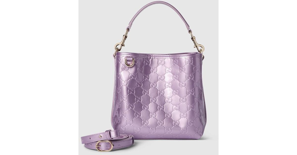 Gucci Gg Emblem Small Bucket Bag, Leather in Purple | Lyst Canada