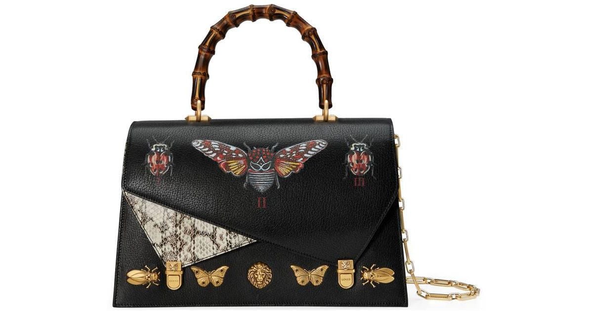 gucci black butterfly bag