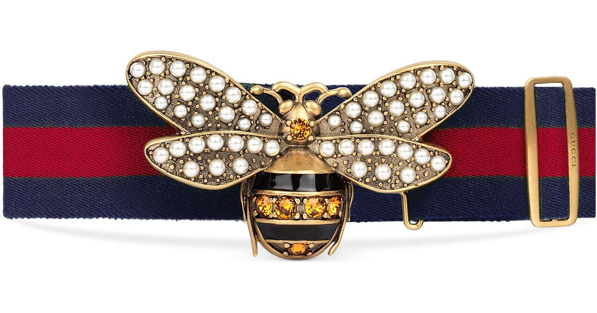 Gucci Web Belt With Bee | Lyst UK