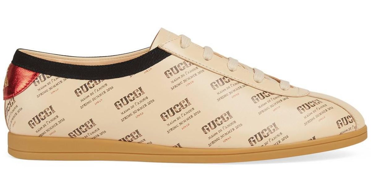 Gucci Leather Falacer Stamp Print Sneaker in White | Lyst