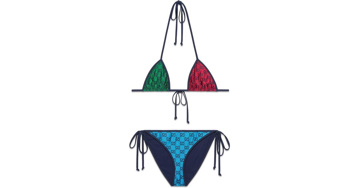 Bikini en jersey multicolore GG Gucci en coloris Bleu | Lyst
