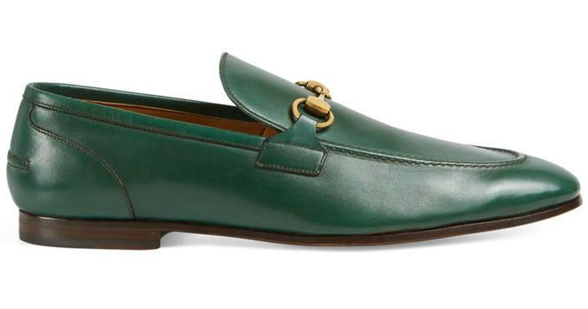 Gucci Jordaan Leather Loafer in Green for Men | Lyst